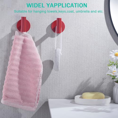 Towel Hooks for Bathrooms,Red Wall Mount Hooks SUS 304 Stainless Steel Coat Hook Robe Hook Towel Hook 2 Count for Kitchen,Bedroom (Drilling),96006-8RED - color: Red