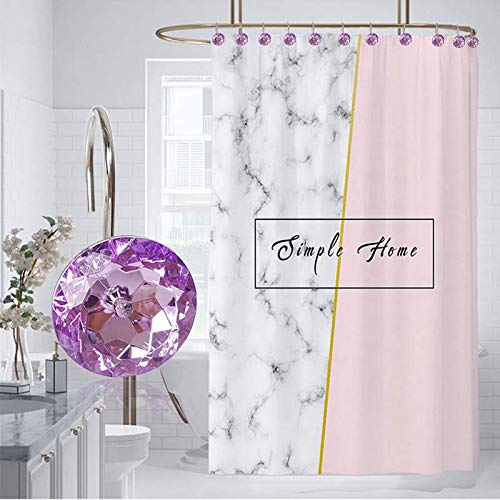 12 Pcs Bling Rhinestones Shower Curtain Hooks Bathroom Rolling Hooks - color: Purple