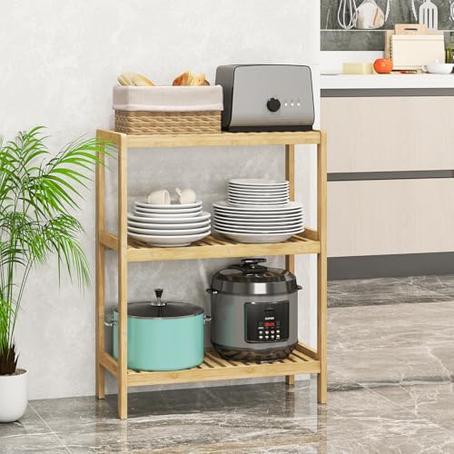 Bamboo Bathroom Shelf, Multifunctional Storage Shelf, 3-Tier - size: 3-Tier