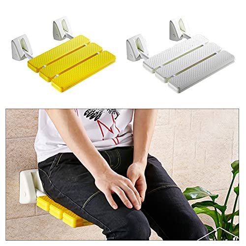 Pilarmuture Folding Shower Seat Wall Mounted,ABS Durable Slip Proof Shower Seat for Inside Shower,Bathroom Stool Chair,Save Space,Fold Down Shower Seat Shower Chair for Elderly,Pregnant(White)