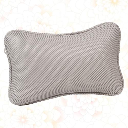 Non- Slip Sponge Bathtub Pillow with Suction Cups Head Pillow Neck Shoulder Support Cushion for Home Hotel Grey
