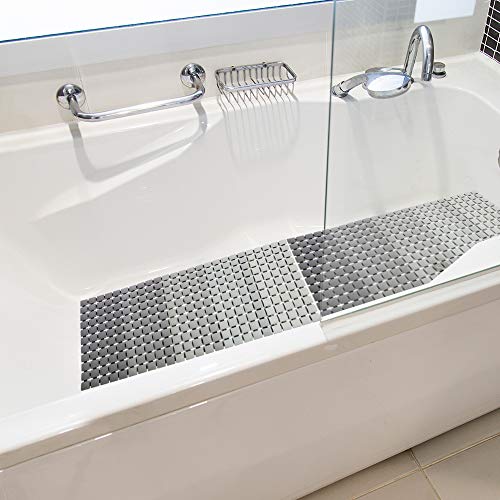 BEMISO Shower Mat Non Slip Bathtub Mat 33.4 x 15.7 Inch Large Size | Suction Cups,Drain Holes,Easy Dry,Easy to Cut - color: Gradient Grey, size: 33.4 x 15.7 inches