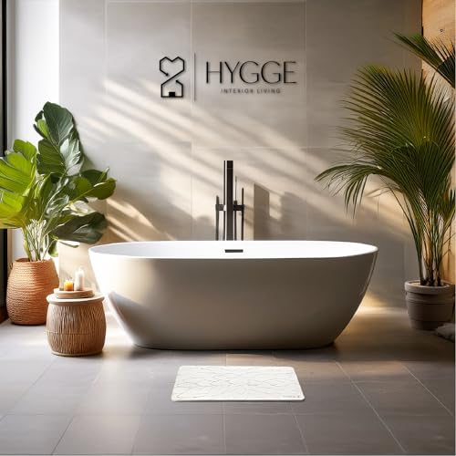 Diatomaceous Earth Stone Bath Mat - Ivory Bloom | Modern Fast Dry Bathroom Floor Shower Mat, Quick Drying Premium Diatomite Spa Stone Gift, Non-Slip Base, 23.6" x 15.4" - color: Ivory Bloom