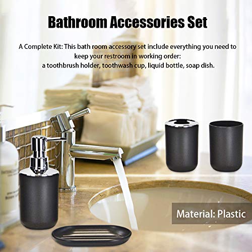4pcs Bathroom Accessories Set, Toothbrush Holder Tooth Mug Soap Dish Liquid Bottle Bathroom Set Shower Countertop Vanity Organizer(White) - color: White