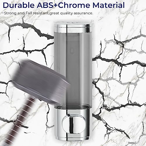 Pollock Pollock Shampoo and Conditioner Dispenser Wall Mounted | Shower Soap Dispenser 2 Chamber No Drill, Shampoo Dispenser for Shower, Body Wash Dispenser for Bathroom, Large Capacity - color: Silver Dg1 Chamber