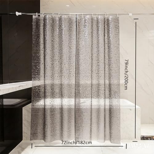 Shower Curtain Liner, Waterproof EVA 3D Shower Curtains with Duty Heavy Bottom Magnets and Rust Proof Grommets, Weighted Shower Liner for Shower Stall, Bathtubs - color: Grey Pebble, size: 72"W x 78"L (Pack of 1)