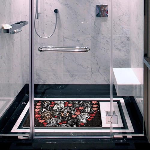 Bath Tub Mat Non Slip 15.1 x 26.8 Inch, Dogs Dachshund Eco Friendly Bathmat with Suction Cups Drain Holes Shower Tub Mats - color: Multi 03