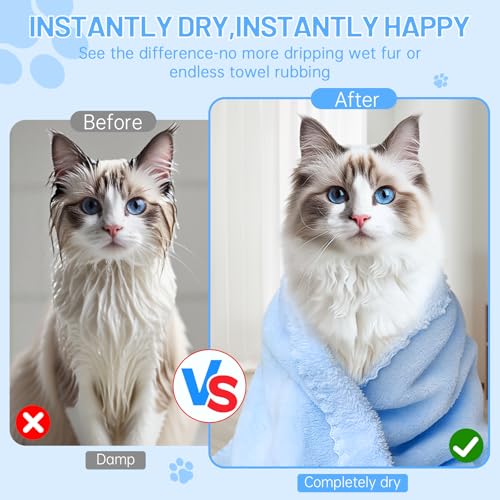 5Pcs 29.5 x 13.77'' Cat Towels Microfiber Pack Bulk, Quick Drying Absorbent Pet Puppy Towels for Pet Kitten Grooming,Hair Drying Small Puppy Dog,Bathing Shower