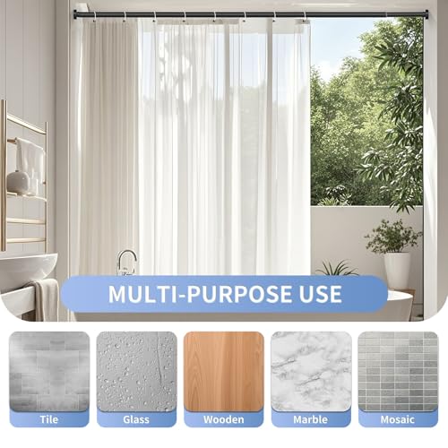 Black Shower Curtain Rod 34-82 Inches(2.8-6.8ft) Never Rust Adjustable Shower Rod Spring Tension Non Slip No Drilling Shower Rods for Bathroom Garland Window - color: Matte Black, size: 34”-82“