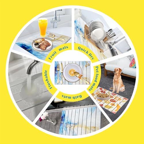 Stone Drying Mat for Kitchen Counter - Quick Dry Stone Dish Drying Mat, Large Non-Slip Stone Bath Mats for Bathroom & Kitchen Sink, Foldable Fast Drying Stone Sink Mat (blue gold) - color: blue gold