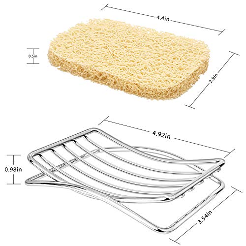 Soap Dish Stainless Steel Bar Soap Holder for Shower Bathroom, Self-draining Soap Dishes Sponge Holder for Kitchen Sink Easy Cleaning Quick Dry with Beige Soap Saver - color: Beige-arch 1p