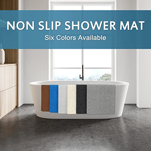godehone Shower Mats Non Slip Without Suction Cups, PVC Loofah Bathroom Mats, Loofah Mats for Shower and Bathroom, Quick Drying, 17.1× 59 Inch, Grey - color: Grey, size: 59" x 17.1" (Rectangular)