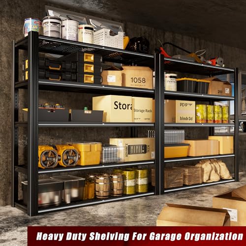 5 Tier Garage Shelving Heavy Duty 3030LBS 48" W x 72" H x 24" D | Storage Shelves Heavy Duty for Commercial,Pantry, Kitchen,Warehouse,Basement - size: 48" W x 24" D x 71.4" H