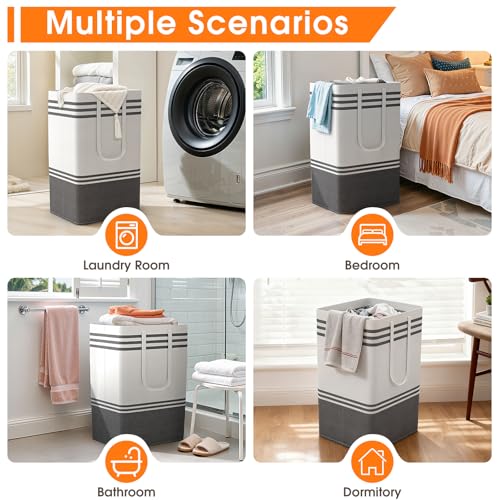 4 Pack Large Laundry Baskets, Laundry Hampers, Freestanding Waterproof Collapsible Clothes Bag with Extended & Reinforced Handles - Clothes Basket for Dorm, Bathroom, Home (88L) - size: 4 x 88L