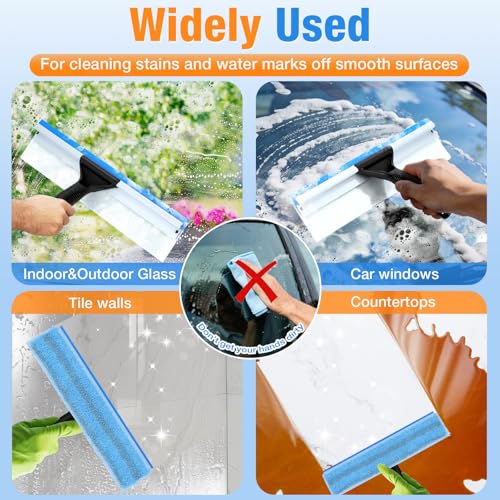 SBONNE Window Squeegee for Home Window Cleaning | Squeegee & Microfiber Window Scrubber,2-in-1 Window Cleaner Tool for Shower Glass Door,Mirror,Car Window,Bathroom