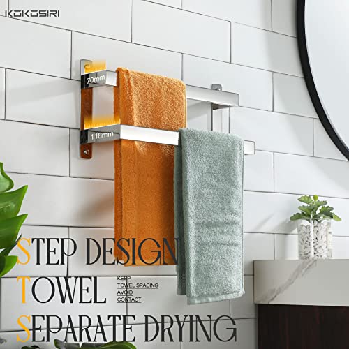 KOKOSIRI Towel Bars Hand Towel Holders 16 Inches Chrome Bathroom 2-Tiers Ladder Towel Rails Wall Mounted Towels Shelves Rack Polished Stainless Steel, B5008CH-L16 - color: Polished Chrome, size: 16-Inch