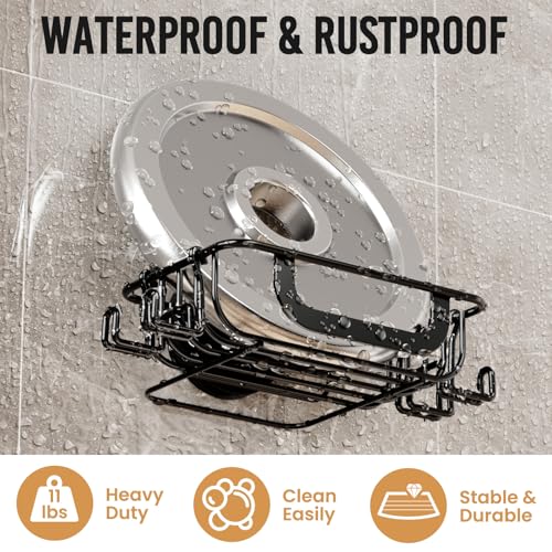Soap Holder, Soap Dish for Shower, Suction Cup Bar Soap Holder | Soap Bar Holder for Shower, Wall Mounted Self Draining, NO Drill Sponge Holder for Bathroom, Bathtub Kitchen Sink, Blcak - style: 1 tier Black