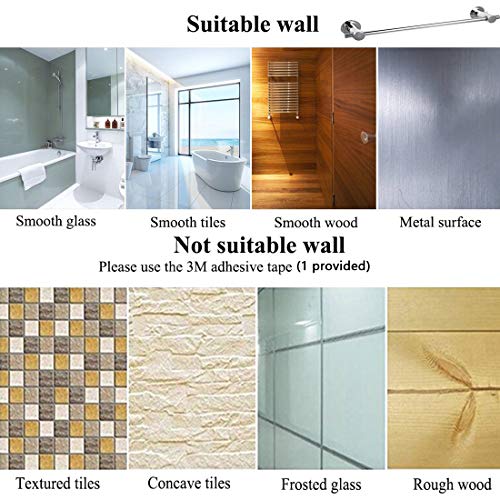 JiePai 24 inch Suction Cup Towel Bar,Shower Towel Racks for Bathroom,Chrome | Vacuum Suction,No Drill,Removable,Heavy Duty Wall Mount ,For Smooth Surfaces,for Bathroom & Kitchen - color: Suction Towel Bar-24 Inch Chrome
