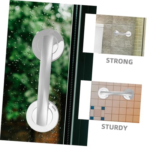 2pcs Removable Suction Cup Handles Strong Adhesive Safety Grab Bars for Seniors No-Drill Installation for Glass and Tile Portable Bathroom Support Armrests