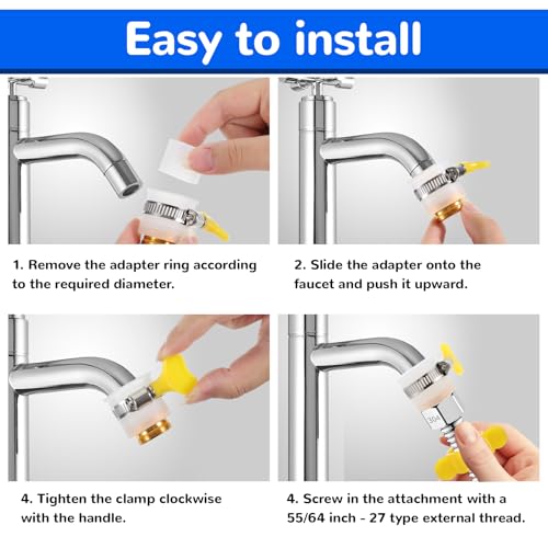 2 Pcs Faucet Hose Adapter, Kitchen Sink Faucet Adapter to Garden Hose Compatible with Multi-Water Filters, with 14-24mm Inner Diameter