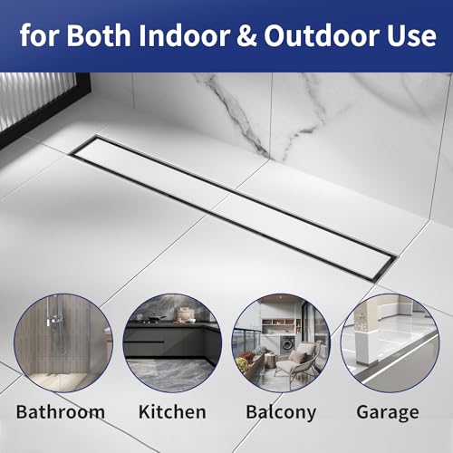 Linear Shower Drain, 304 Stainless Steel Floor Drain 18" | with Tiled Insert Grate & Hair Strainer, Bathroom 2-in-1 Tiled in Drain, CUPC Certified - color: Brushed, size: 18''