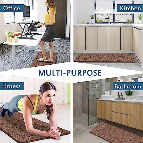 godehone Shower Mats Non Slip Without Suction Cups, PVC Loofah Bathroom Mats, Loofah Mats for Shower and Bathroom, Quick Drying, 17.1× 59 Inch, Brown - color: Brown, size: 59" x 17.1" (Rectangular)