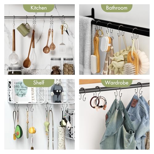 AmazerBath Shower Curtain Hooks, Shower Curtain Rings, Metal Bronze Shower Curtain Hooks Rust Proof, Smooth Glide Double Shower Hooks for Shower Curtain, Shower Rod Hooks 12Pcs - color: Bronze, style: Double Shower Hooks