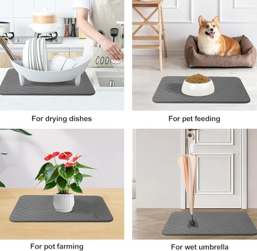 2 Pack Stone Bath Mat, Diatomaceous Earth Shower Mat, Non-Slip Super Absorbent Quick Drying Bathroom Kitchen Floor Mat, 24x15, Grey - color: Grey