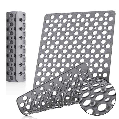 Non Slip Bath Mat for Shower & Bathtub - 30x17 Inch with Strong Suction Cups and Drain Holes, Quick-Dry, Machine Washable Floor Mat for Elderly, Kids & Pets