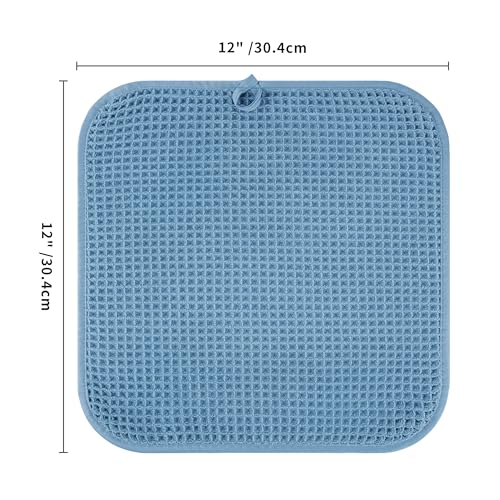 Microfiber Waffle Face Towels, 4 Pieces, Soft, Absorbent, Fast Drying, Lint Free 430 GSM (Blue) - color: Blue