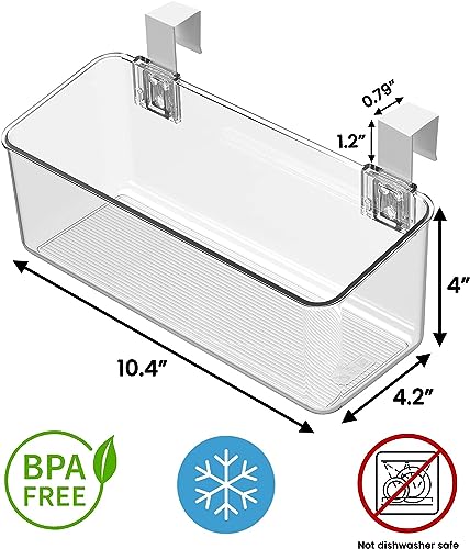 2 Pack Plastic Over Cabinet Door Organizer with Removable Hooks, Clear Hanging Baskets for Organizing Over the Cabinet Organizer Holder for Kitchen, Bathroom-Hang Outside or Inside Door-M - style: M