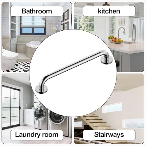 16 Inch Grab Bar 304 Stainless Steel Anti-Slip Bathroom Safety Handrail Wall Mount Assist Grip for Elderly Handicap Bathtub Shower Toilet,GB-4023-CP, Polished Chrome - color: Polished Chrome