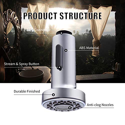 Highly efficient water-saving kitchen sink spray head G1/2 dual-function pull-down nozzle(Polished) - size: Polished