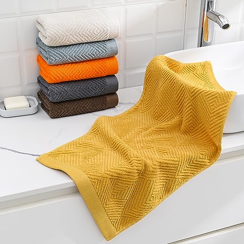 sense gnosis Red Hand Towel Set of 2 Striped Weave 13 X 29 Inch | Premium 100% Cotton Herringbone Pattern Ultra Soft Highly Absorbent Hand Towel for Bathroom - color: Red