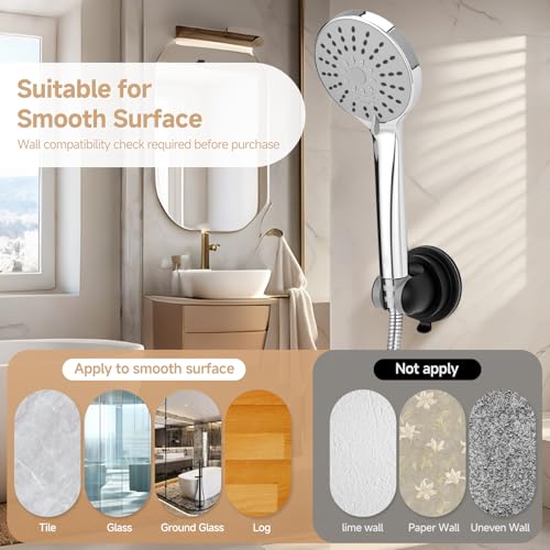 Shower Head Holder Suction, Adjustable Shower Head Holder Removable Suction Cup Shower Head Holder Rust-Resistant Shower Bracket Black - style: Matte Black