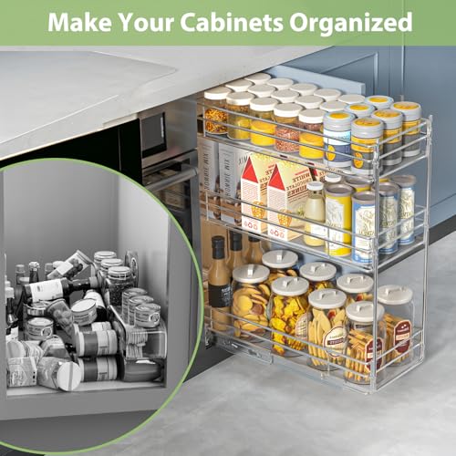 Pull Out Spice Rack Cabinet Organizer (7" W X 20½" D),3 Tier Slide Out Drawer for Narrow Cabinet, Pull Out Shelves Under Cabinet Storage for Kitchen - size: 7" W x 20½" D,3 Tier