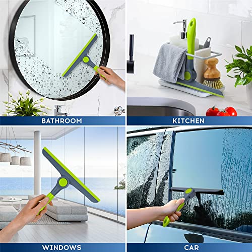 10" Heavy Duty Green, Grey Window Cleaning Squeegee, Handheld Squeegee for Glass Doors, Windows, Car Windshields & More - color: Green