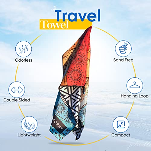 Microfiber Beach Towel - Quick Dry, Sand Free and Oversized 71x35 | Super absorbent, lightweight, swimming, gym, extra large, pool, cruise, camping, yoga, travel, compact, carry bag, vacation - color: Marrakesh