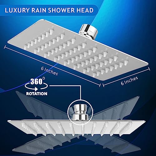 Voolan Rain Shower head, High Pressure Shower Head Made of 304 Stainless Steel, Relaxed Shower Experience Even at Low Water Flow and Pressure (6" Chrome) - color: Chrome, size: 6 Inch