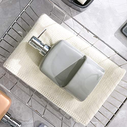 Dish Soap Dispenser - Kitchen Soap Dispenser with Sponge Holder Matte Ceramic Soap Daddy Dispenser 20oz for Kitchen (Grey) - color: Gray