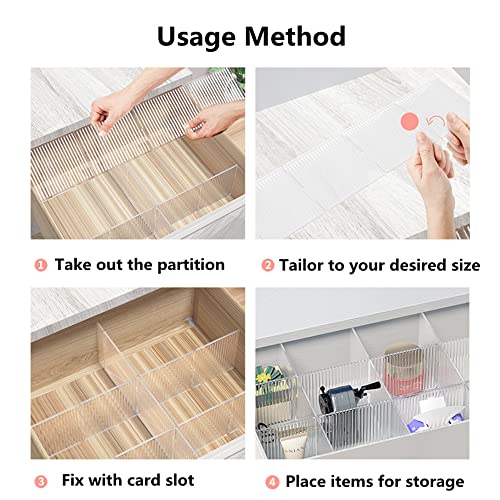 8pcs DIY Plastic Drawer Organizer Adjustable Drawer Dividers for Home Tidy Closet, Socks, Underwear, office school supplies, kitchen utensil tools (Clear White) - color: Transparent White