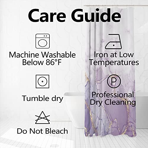 Purple Marble Stall Waterproof Shower Curtain 48x72 inches | RV Small Shower Curtain Set for Bathroom, Abstract Modern, Machine Washable, Easy to Install with Hooks, Lavender Ombre - color: Purple, size: 48"W x 72"L (Pack of 1)
