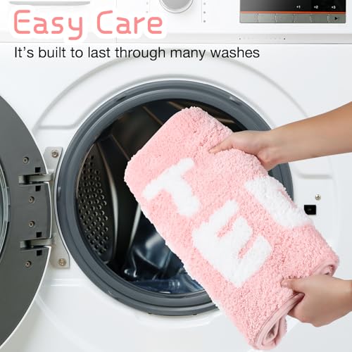 Pink Get Naked Bath Mat Girly Funny Long Bathroom Rugs | Non Slip Washable Runner Rug Quick Dry Absorbent Soft Microfiber Bathmat,17 * 47 Inch - color: Pink, size: 17*47"