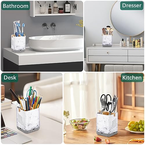 Boperzi Toothbrush Holders, Kids Toothbrush Holder with Drainage, Detachable Anti-Slip Electric Toothbrush Holder, Toothpaste Organizer Storage Caddy for Bathroom Countertop, Shower, Kitchen, Vanity - color: Gray& Marble