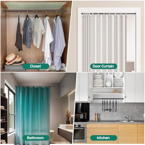 Shower Curtain Rod, No Drill Spring Tension Curtain Rods for Windows, Bathroom, Closet, Non-Slip, Anti-Rust, 0.63" Diameter,16WU15-54BLKx2 - color: black, size: 16"-54" 2pcs