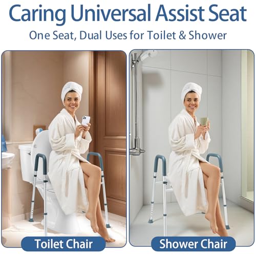 Raised Toilet Seat with Handles, FSA HSA Eligible Toilet Seat Riser for Seniors with Adjustable Height & Width, 400lb Padded Elevated Toilet Seat for Elderly, Handicap and Disabled, Fit Any Toilet