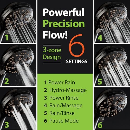 AquaDance High Pressure Luxury 6-mode Spiral Ergonomic Handheld Shower Head | Anti-clog Jets, Premium Stainless Steel Hose & Adjustable Bracket for the Ultimate Shower Spa Experience! / Bronze - color: Oil Rubbed Bronze, size: 2.5 Gallon Per Minute, style