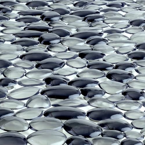 SlipX Solutions 38"x17" Pebble Non Slip Mat for Bath & Shower, Dark Gray | Foot Massaging Accupressure Bathtub Mat, River Rock Look, 188 Suction Cups, Machine Washable - color: Dark Gray