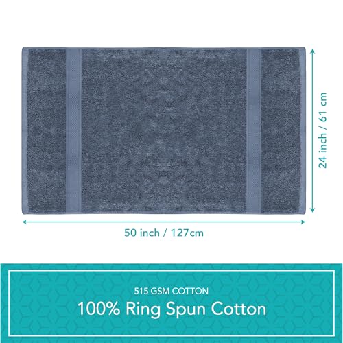 Pleasant Home Bath Towels Set of 6 (24” x 50”) 100% Cotton, Navy | 515 GSM | Lightweight, Soft & Highly Absorbent Luxury Towels for Bathroom | for Gym, Pool & Spa - color: Navy