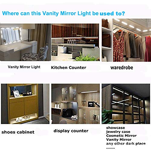Led Vanity Mirror Lights, Hollywood Style Vanity Make Up Light, 10ft Ultra Bright White LED, Dimmable Touch Control Lights Strip, for Makeup Vanity Table & Bathroom Mirror, Mirror Not Included